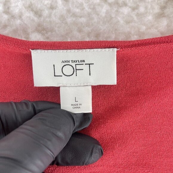 Ann Taylor LOFT Orange Long Sleeve Scoop Neck Shirt Womens Stretch Size Large - Picture 10 of 15